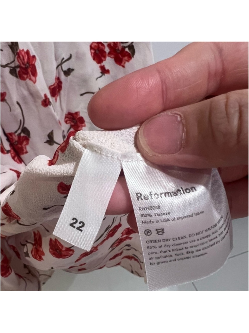 🌹 Reformation Jess Jubilee Dress | Size 22 Red Floral Lace Up Corset Mini Plus - Picture 4 of 7